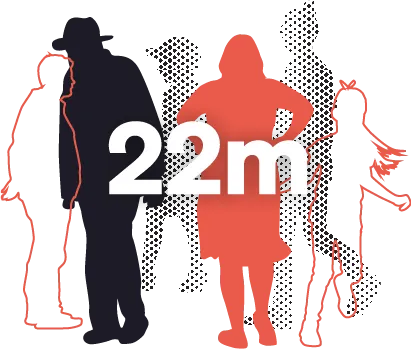 Illustration of people with the stat 22 million